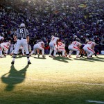 The Oregon State Beavers take a snap against the University of Washington Huskies in the Saturday evening light during a college football game Oct. 18, 2008 at Husky Stadium in Seattle, Wash.